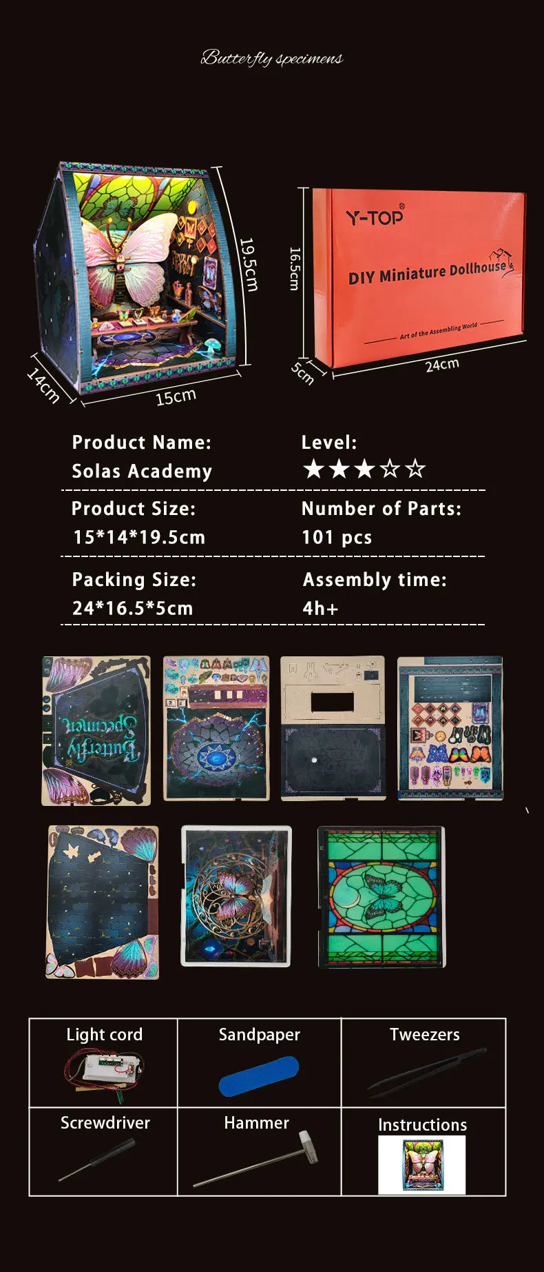 Butterfly Collection Room DIY Miniature House Kit - Size Reference