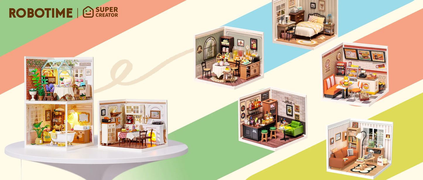 Warm Dining Room, Creative miniature house kit – finished result