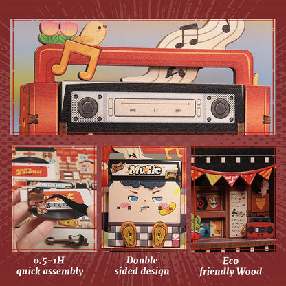 Record Store Corner DIY Miniature House Kit - Building Process