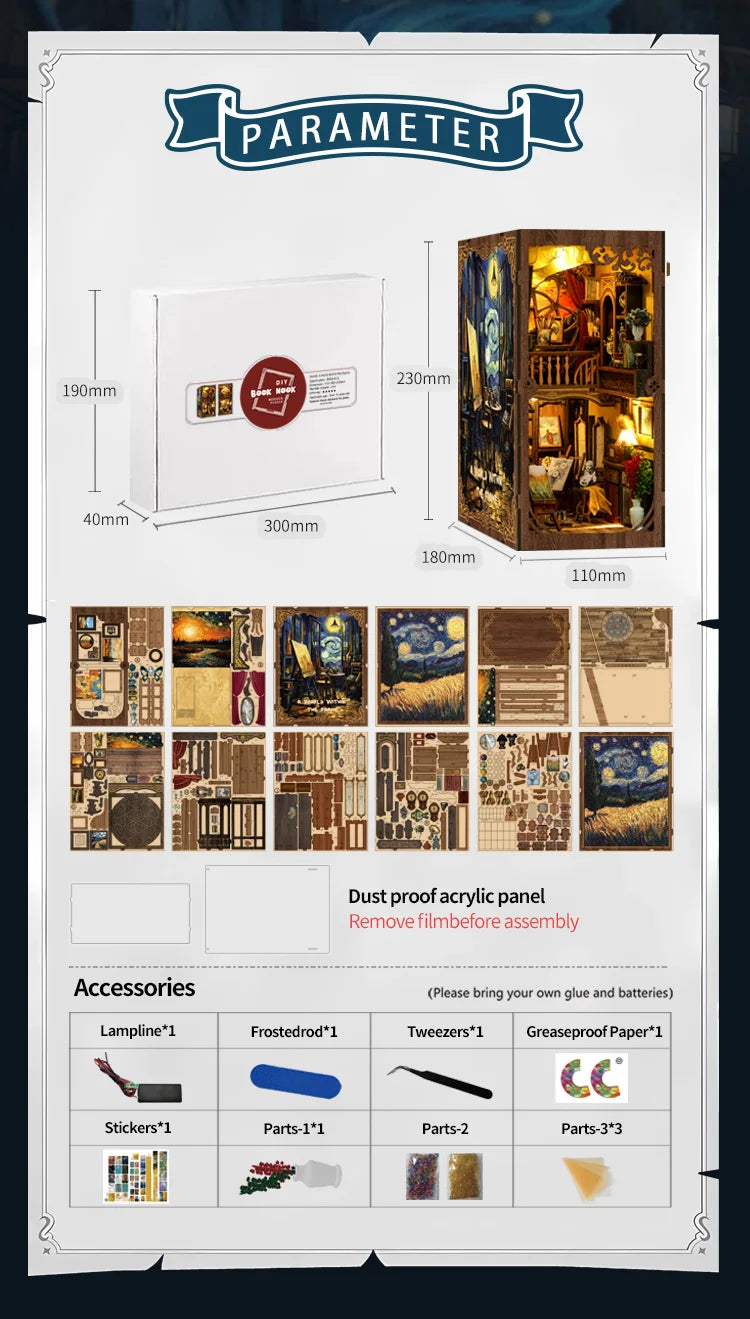 World Within the Frame DIY Book Nook Kit - Finished Display