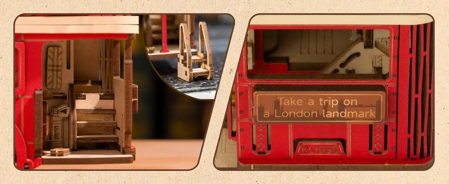 London Tour Bus DIY Miniature House Kit - Close-up Details