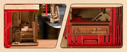 London Tour Bus DIY Miniature House Kit - Close-up Details