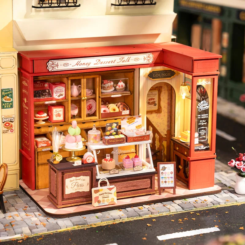 Honey Dessert Talk Miniature Wooden House 3d wooden puzzle – close-up details