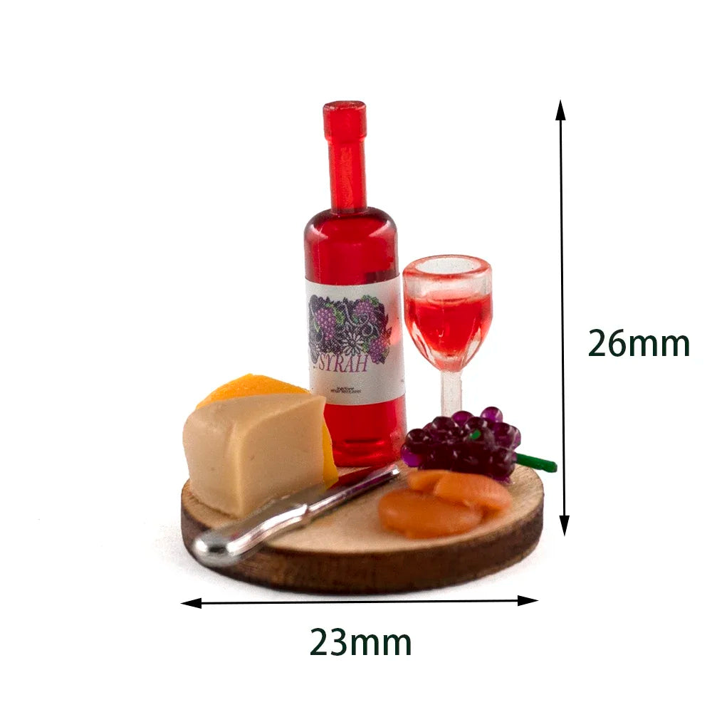 Set di piatti per torta e vino 1:12 Accessorio in miniatura