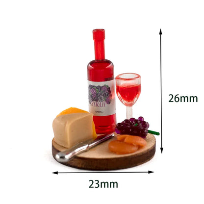 Set di piatti per torta e vino 1:12 Accessorio in miniatura