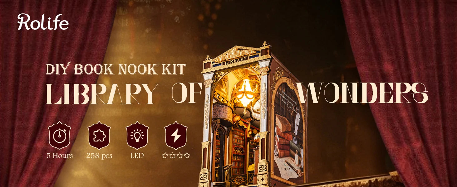 Library of Wonders book nook kit – detailed view