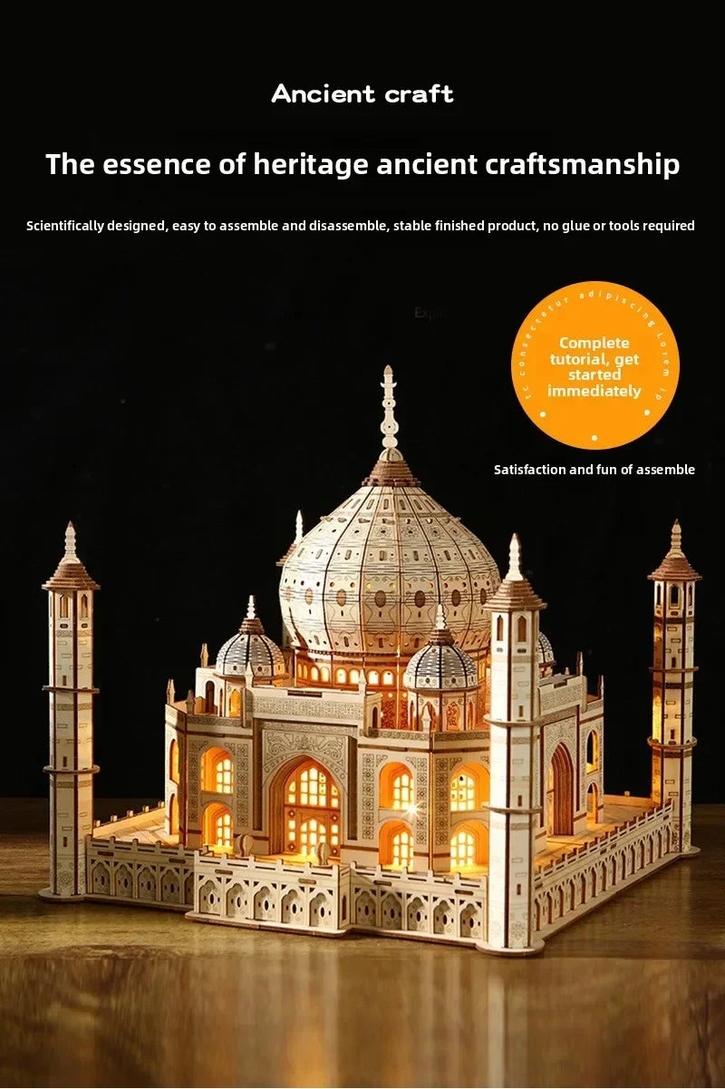 House Royal Castle Taj Mahal 3d wooden puzzle – close-up details
