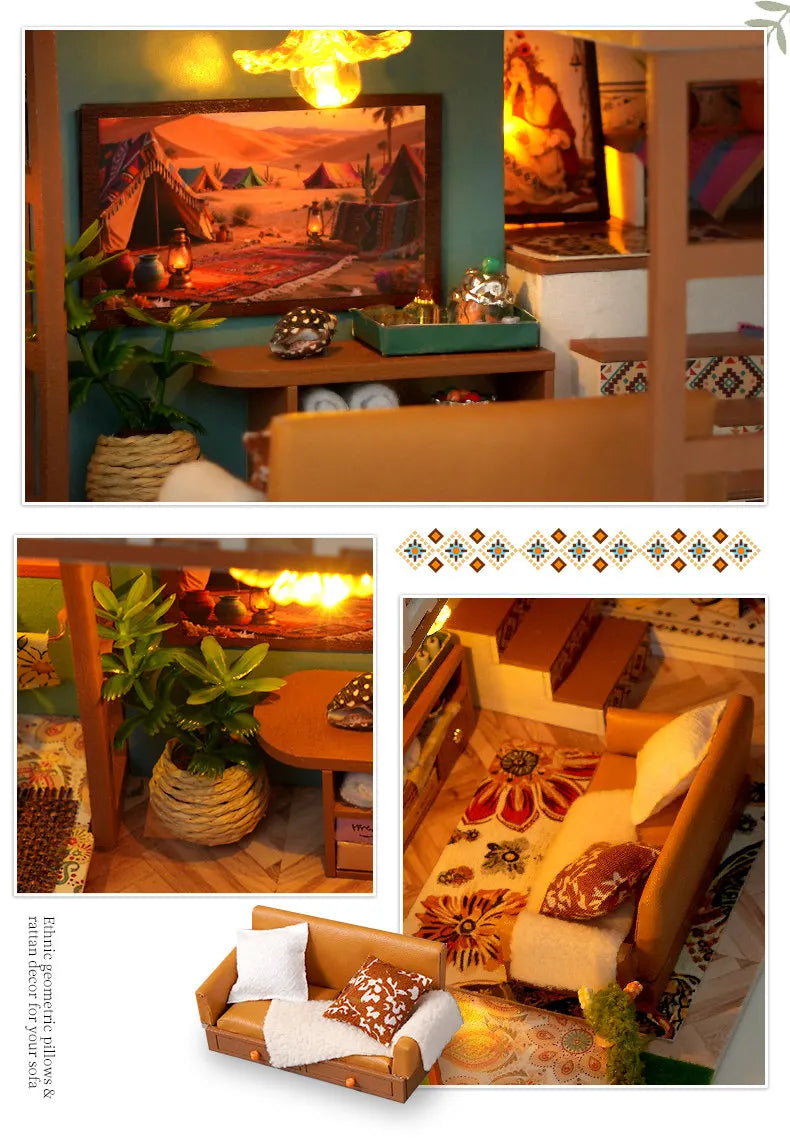 Wooden Bohemian Loft Miniature LED 3d wooden puzzle – lifestyle shot