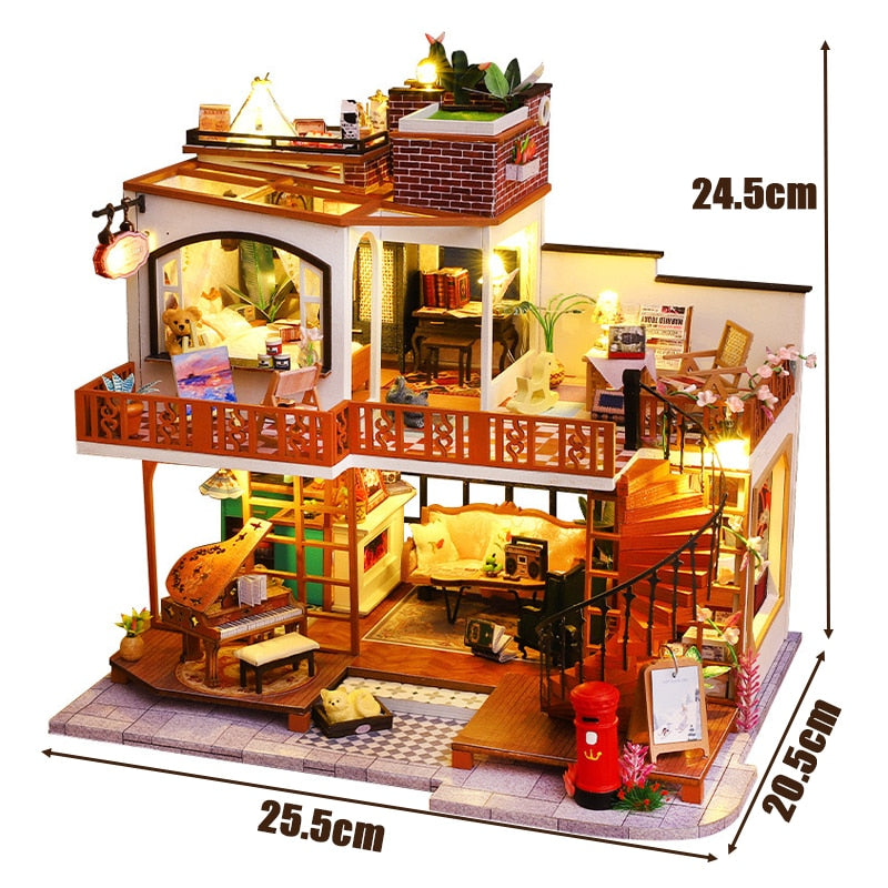 Double Vintage Villa DIY Dollhouse Kit