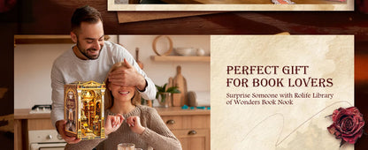 Library of Wonders book nook kit – close-up details