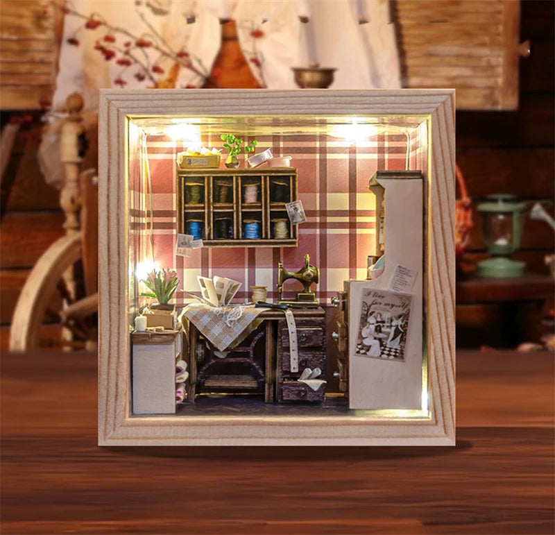 Wooden Sewing Shop Photo Frame Miniature with 3d wooden puzzle – view 24