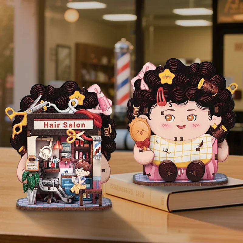 Hair Salon Corner DIY Miniature House Kit - Detailed View