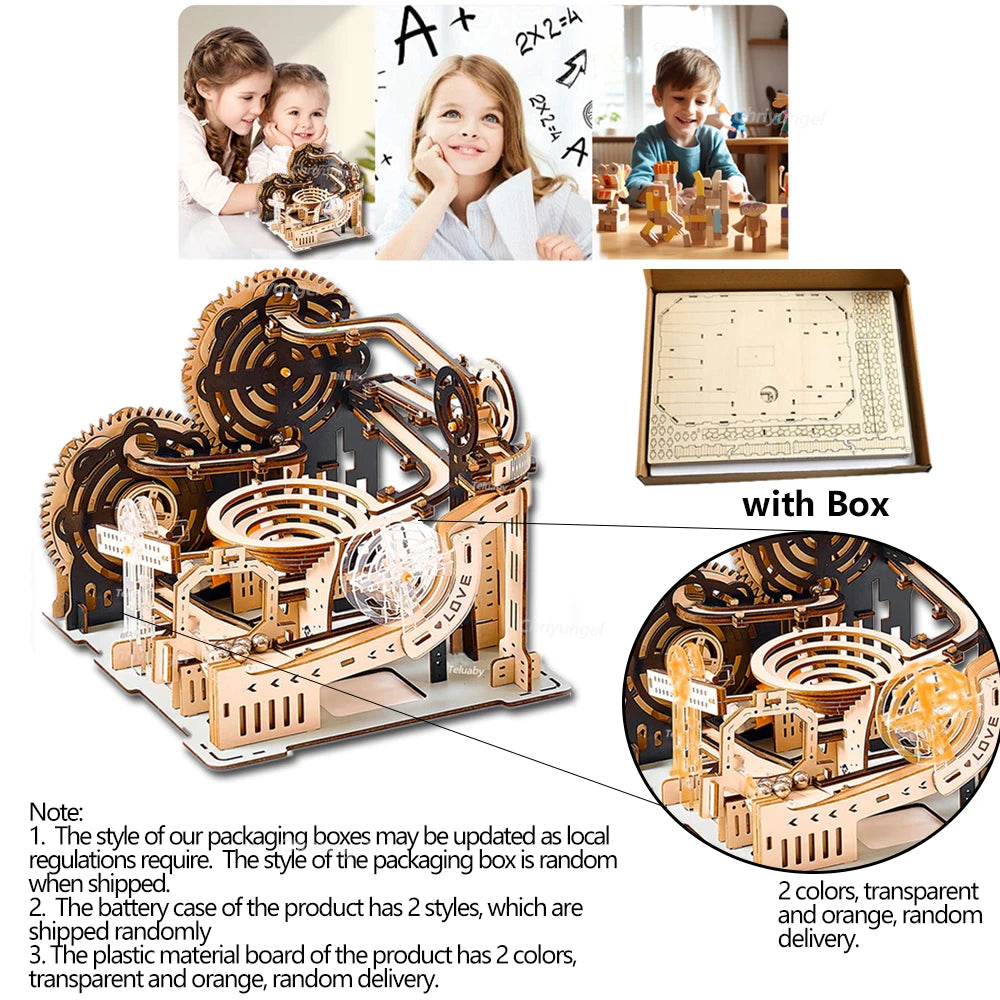 Marble Run Set Mechanical Model 3d wooden puzzle – side angle