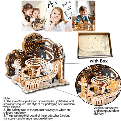 Marble Run Set Mechanical Model 3d wooden puzzle – side angle