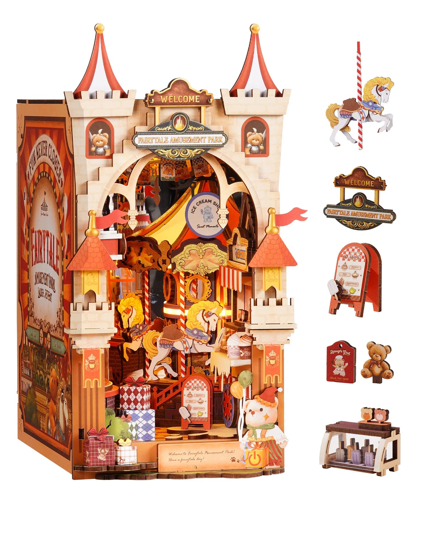 Fairytale Amusement Park book nook kit by Robotime Rolife – complete kit