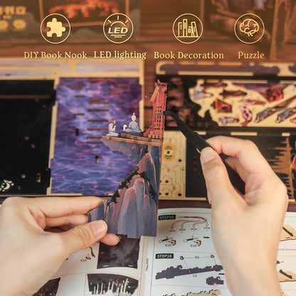 Chinese Style Courtyard DIY Book Nook Kit - LED Lighting Feature