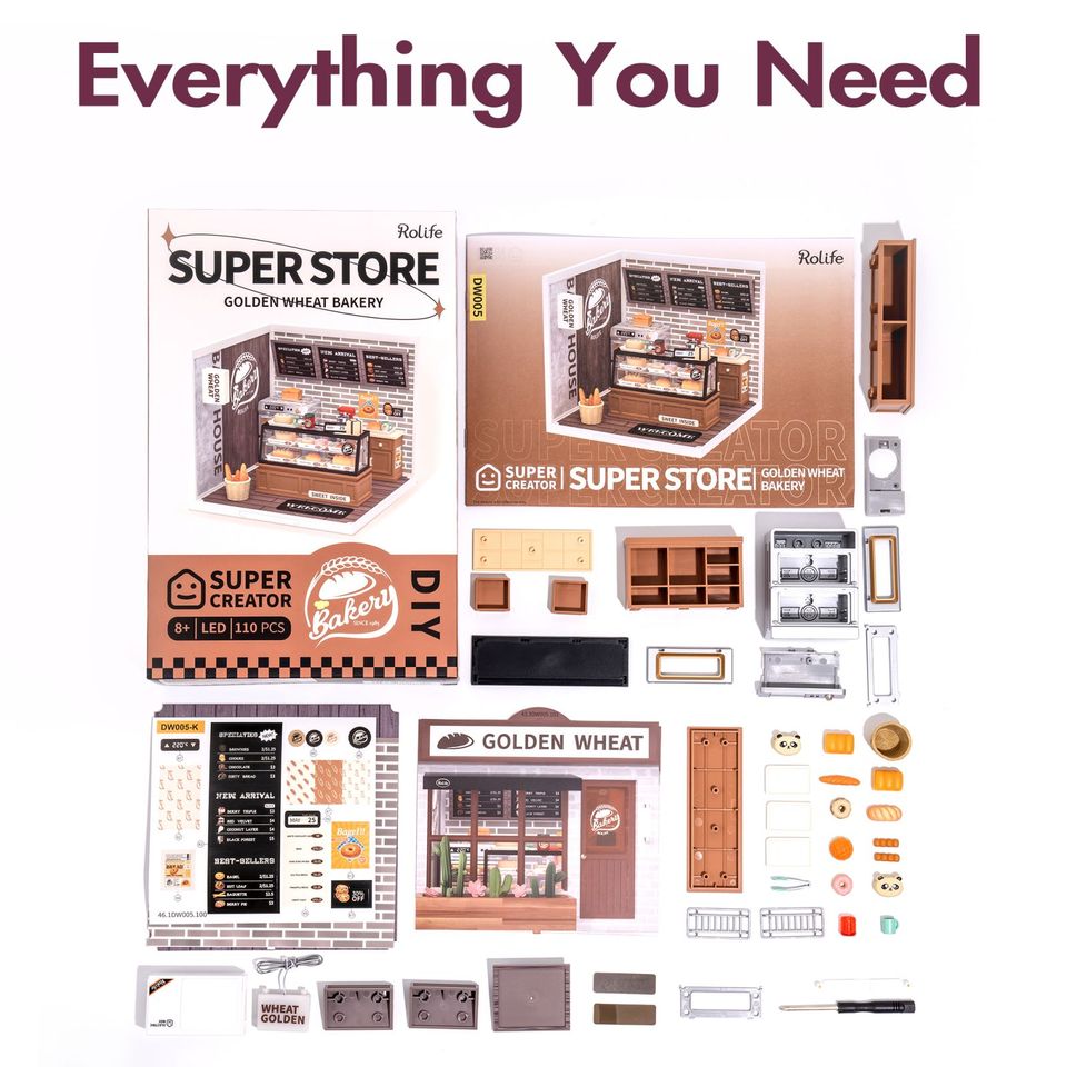 Robotime Rolife Golden Wheat Bakery DIY Dollhouse Kit