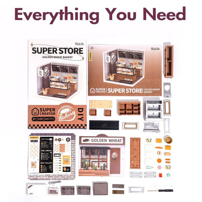 Robotime Rolife Golden Wheat Bakery DIY Dollhouse Kit