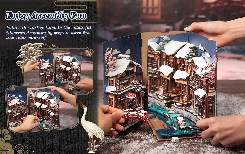 Kyoto Snow Whisper Miniature book nook kit – lifestyle shot