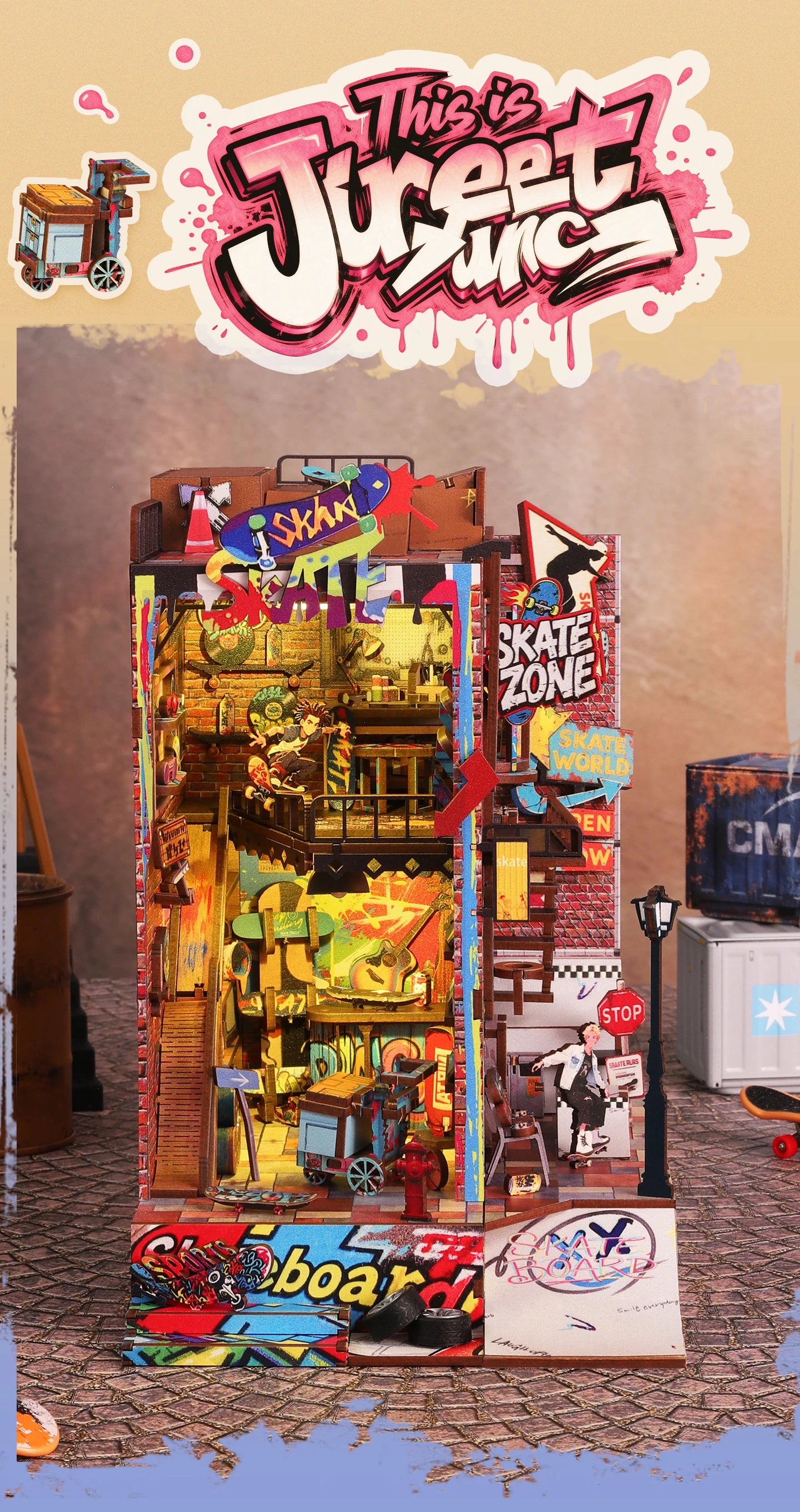 Dynamic Skatepark Diorama - Action-packed 3D Wooden Bookend 3d wooden puzzle – view 22