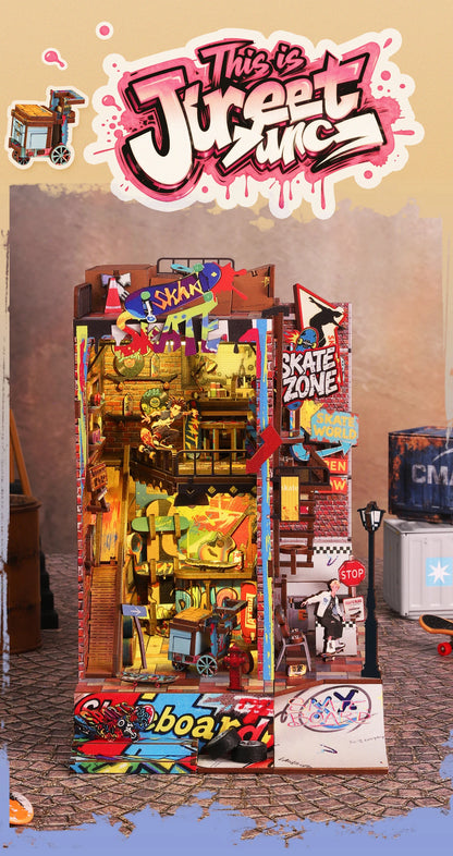 Dynamic Skatepark Diorama - Action-packed 3D Wooden Bookend 3d wooden puzzle – building process