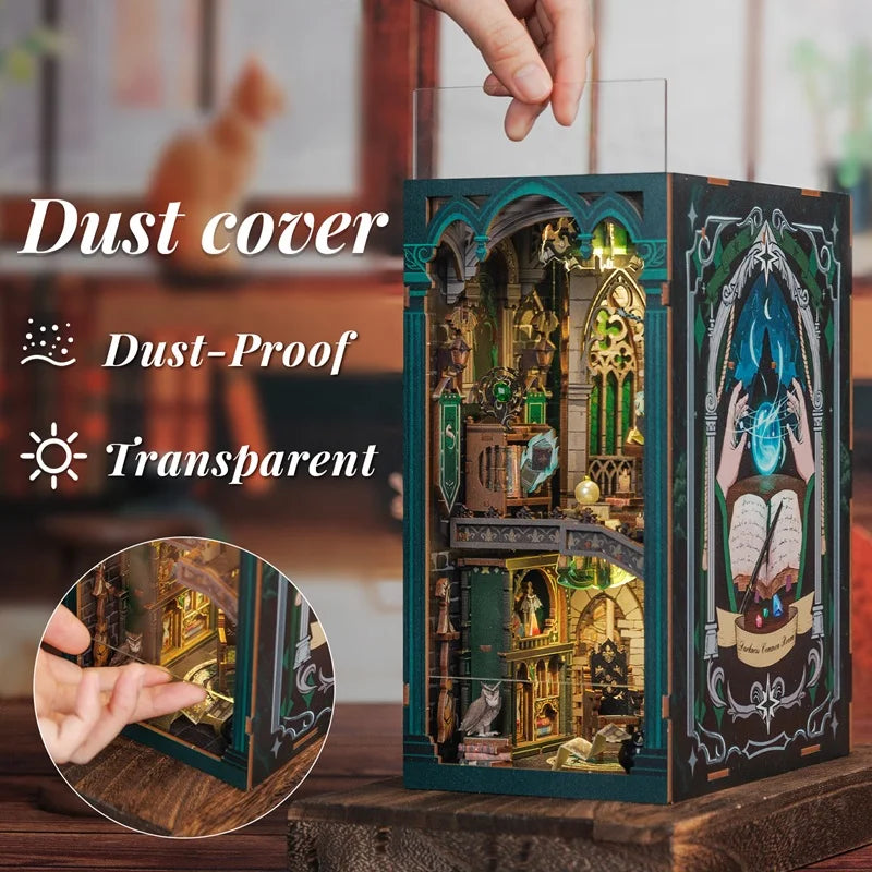 Miniature Wooden book nook kit – detailed view