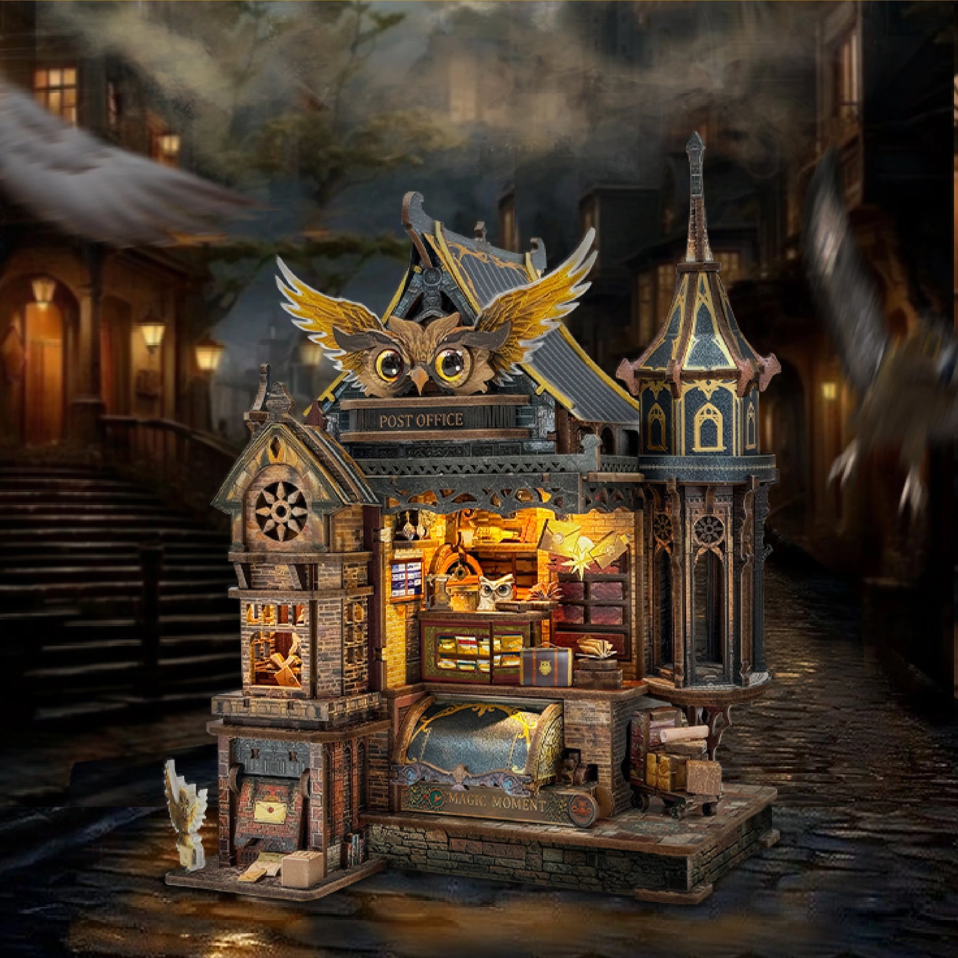 Wooden Miniature Model Owl Post Office 3d wooden puzzle – complete kit