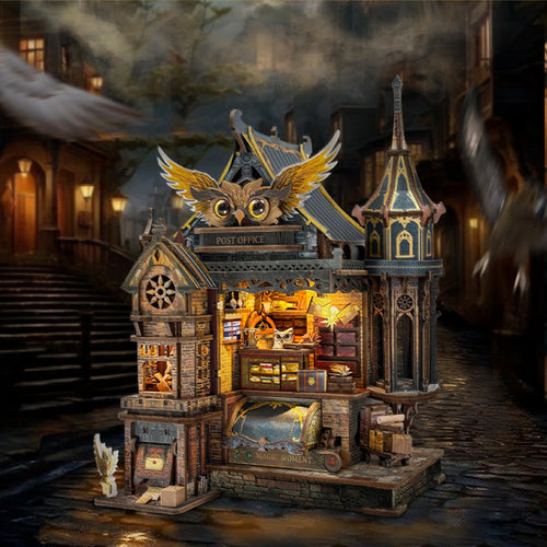 Wooden Miniature Model Owl Post Office 3d wooden puzzle – complete kit