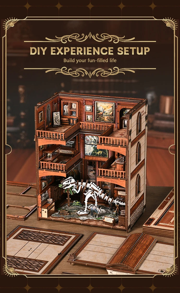 Wooden Fossil Museum Shelf Insert Kits Miniature Model book nook kit – display setup