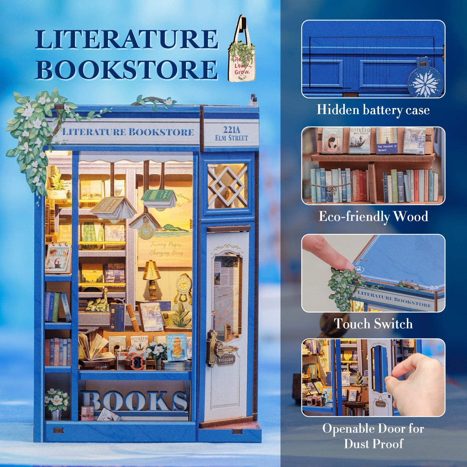 Bookstore Corner DIY Book Nook Kit - Assembly Components