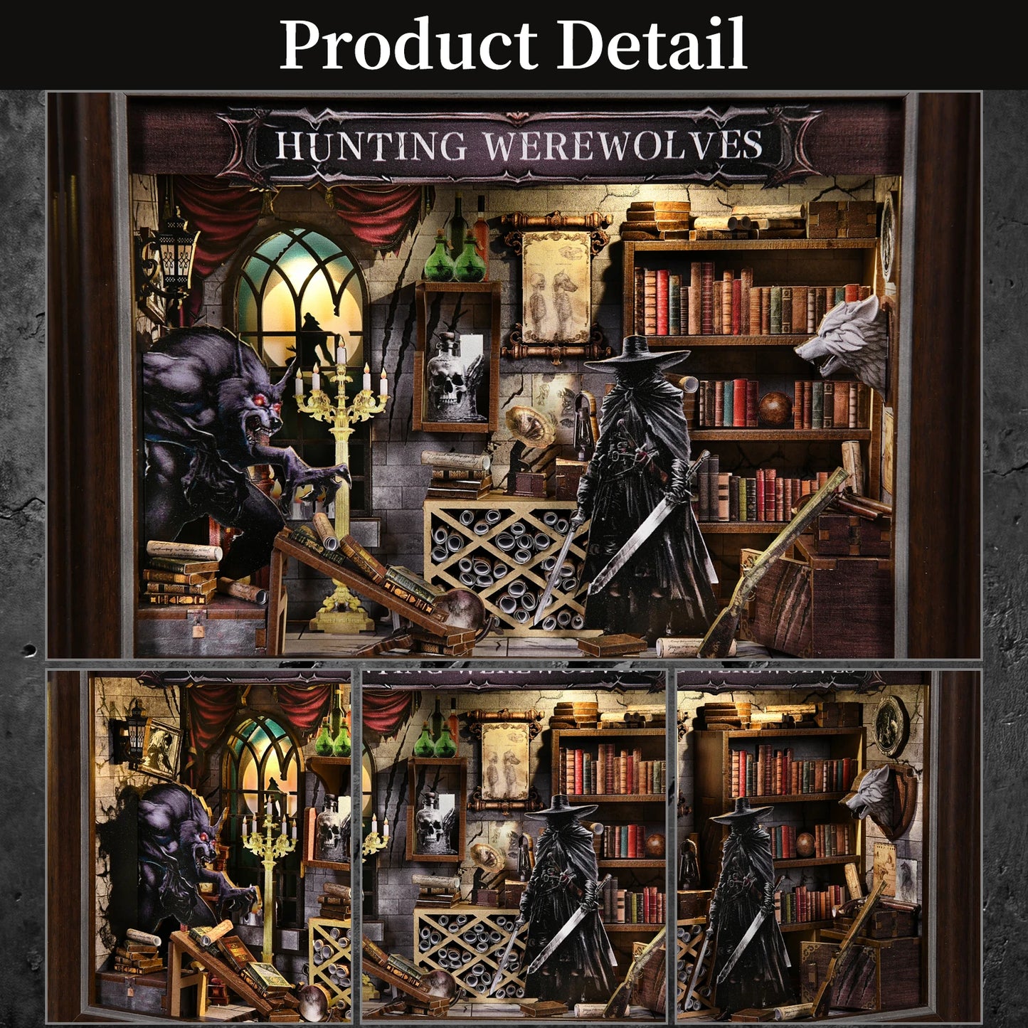 Werewolf Hunter DIY Book Nook Kit - Assembly Components