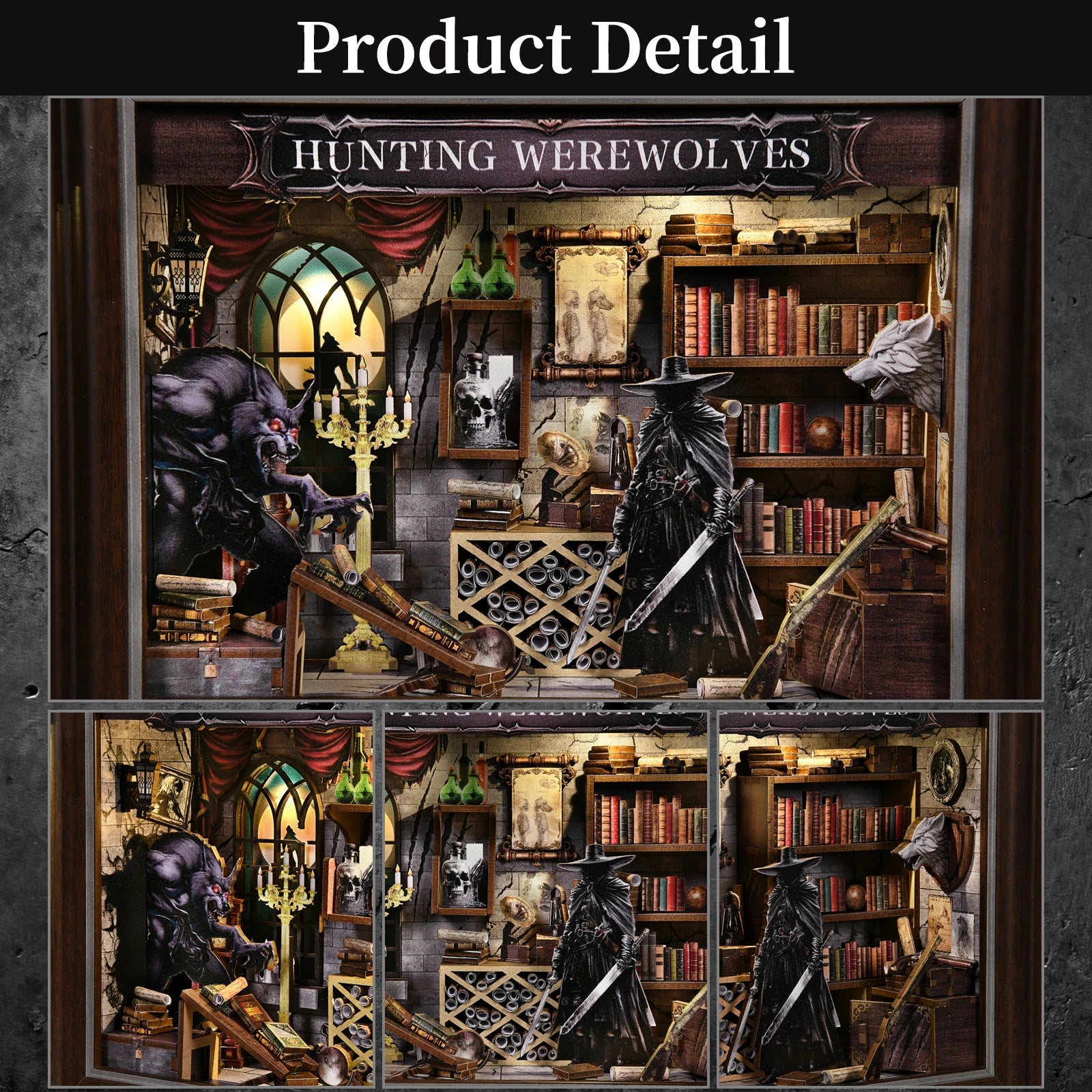 Werewolf Hunter DIY Book Nook Kit - Assembly Components