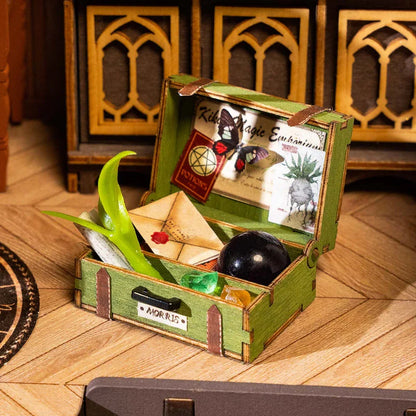 Robotime Rolife The Magic Study DIY Miniature House with Many Magic Note Books Dollhouse Decoration 3D Wooden Puzzle DG166