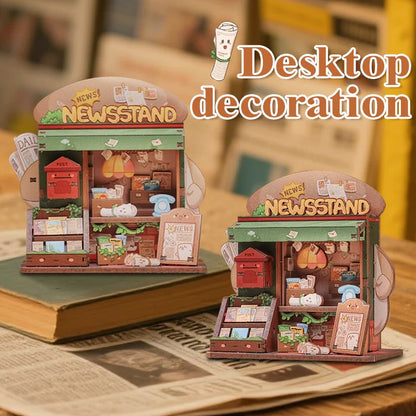 Newsstand Corner DIY Miniature House Kit - Detailed View