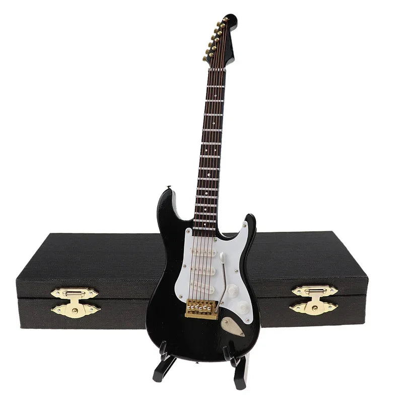Miniature Electric Guitar Model with Stand and Case