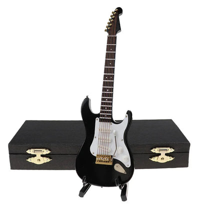 Miniature Electric Guitar Model with Stand and Case