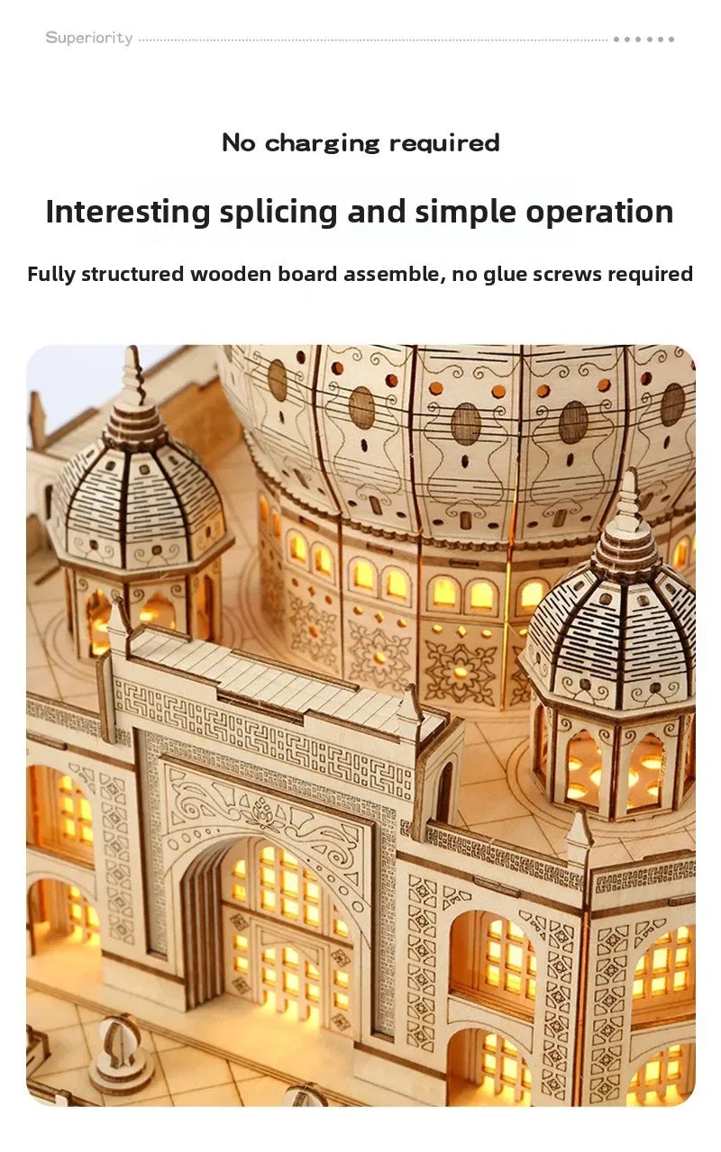 House Royal Castle Taj Mahal 3d wooden puzzle – side angle