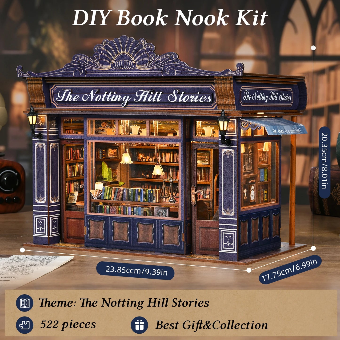 Notting Hill Bookshop DIY Book Nook Kit - Assembly Components