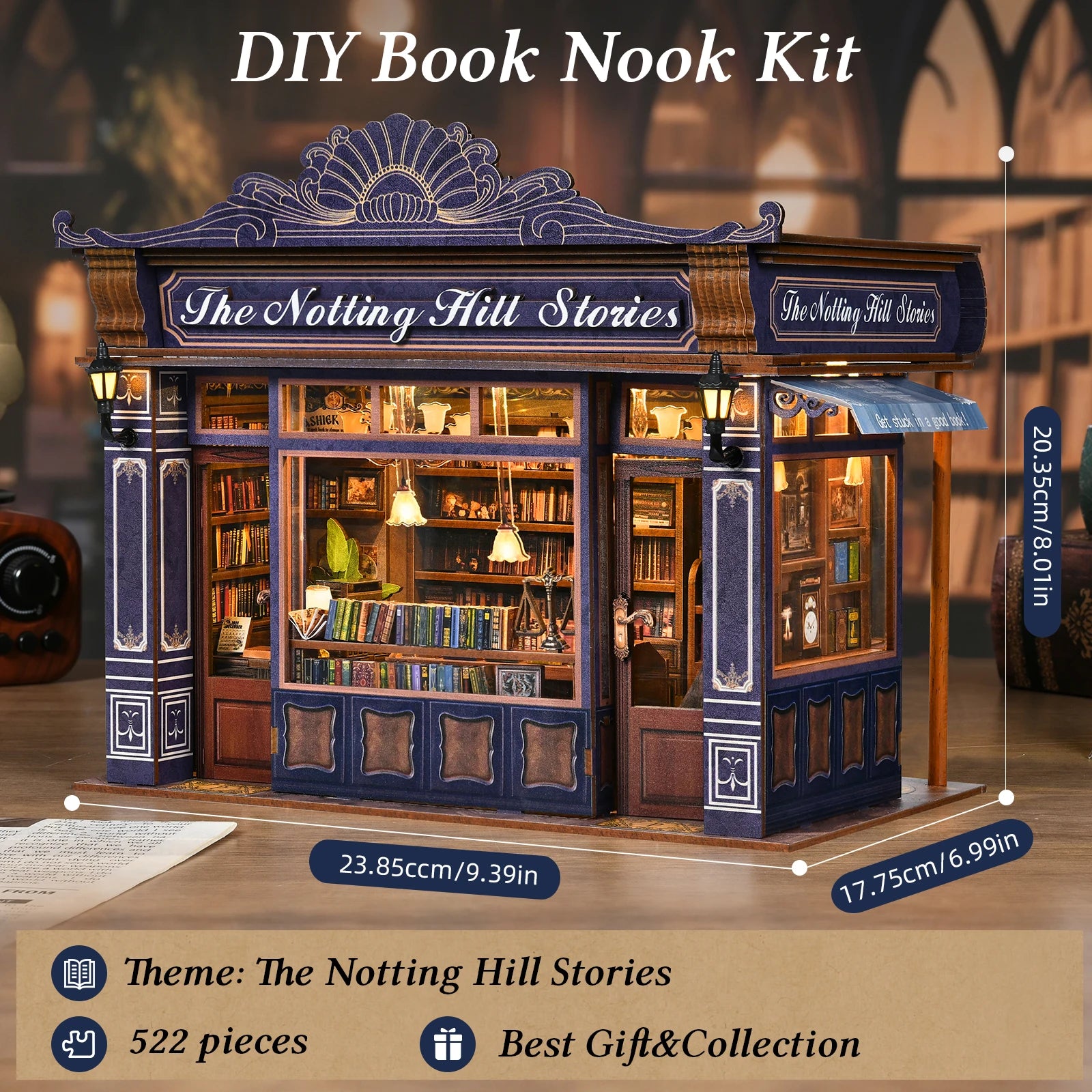 Notting Hill Bookshop DIY Book Nook Kit - Assembly Components