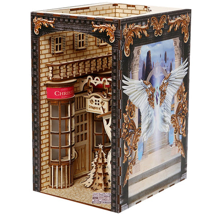 DIY Book Nook Kit with Light and Dust Cover – Wooden Miniature Puzzle