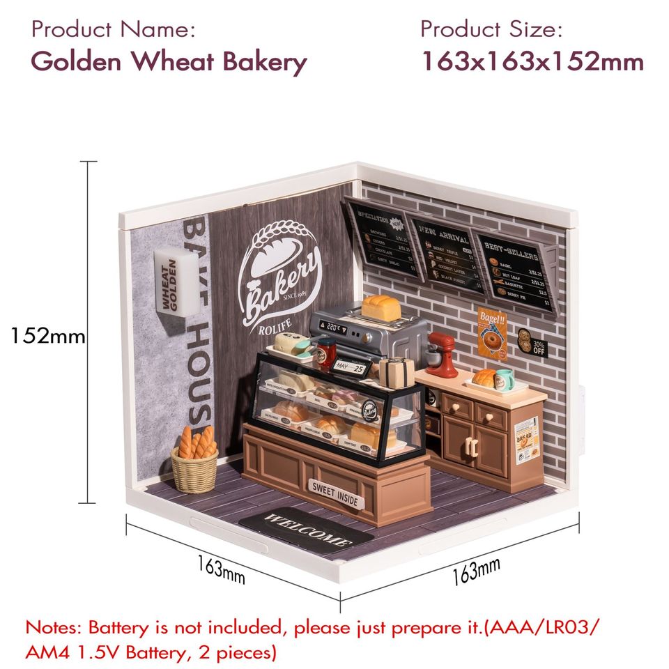 Robotime Rolife Golden Wheat Bakery DIY Dollhouse Kit