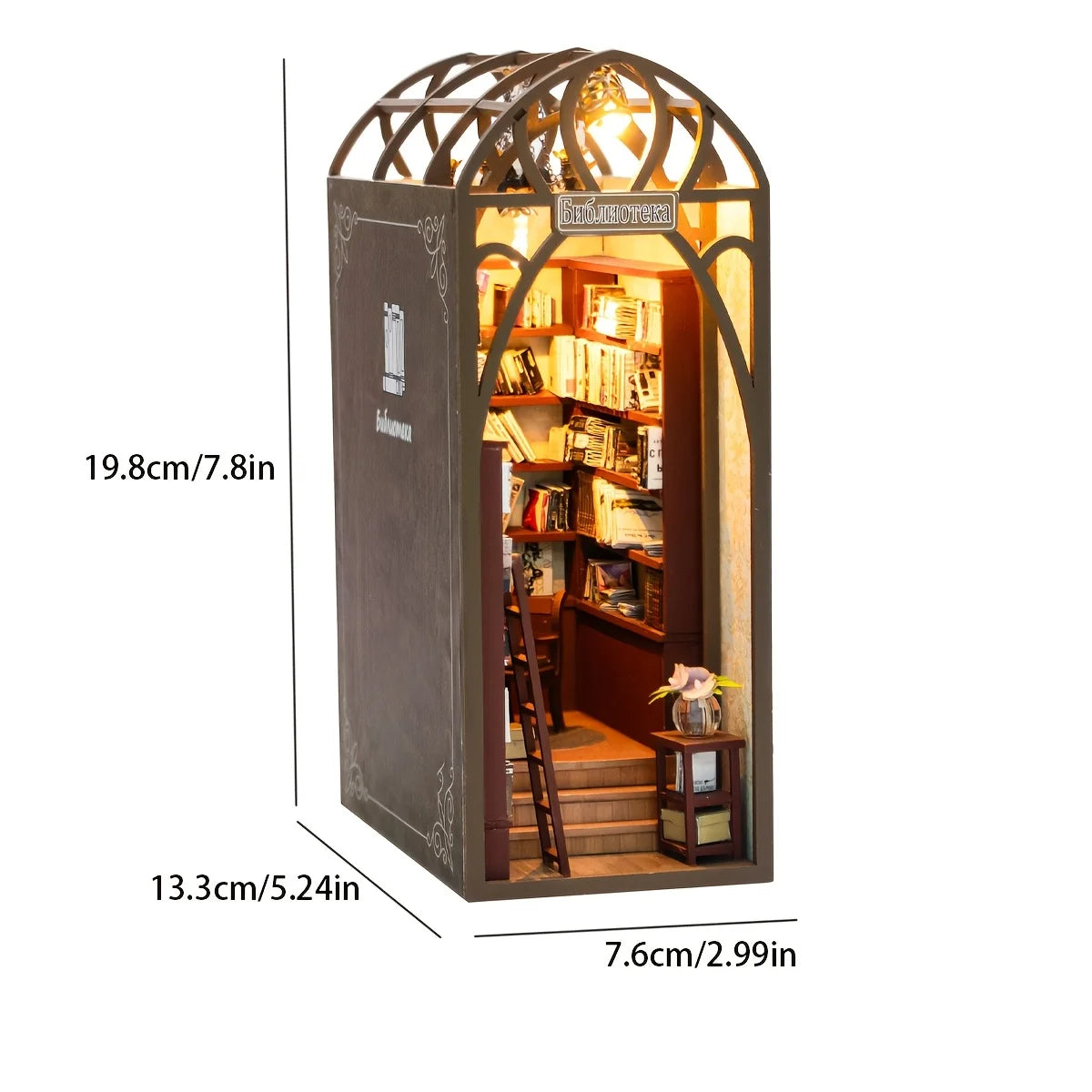 Mini Booknook in the Library 3d wooden puzzle – lifestyle shot
