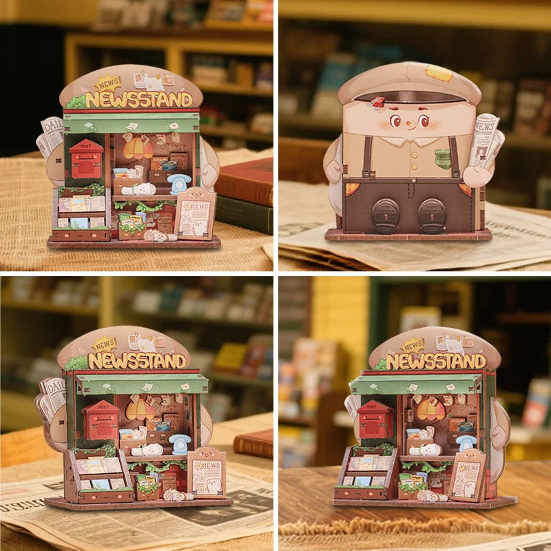Newsstand Corner DIY Miniature House Kit - Finished Display