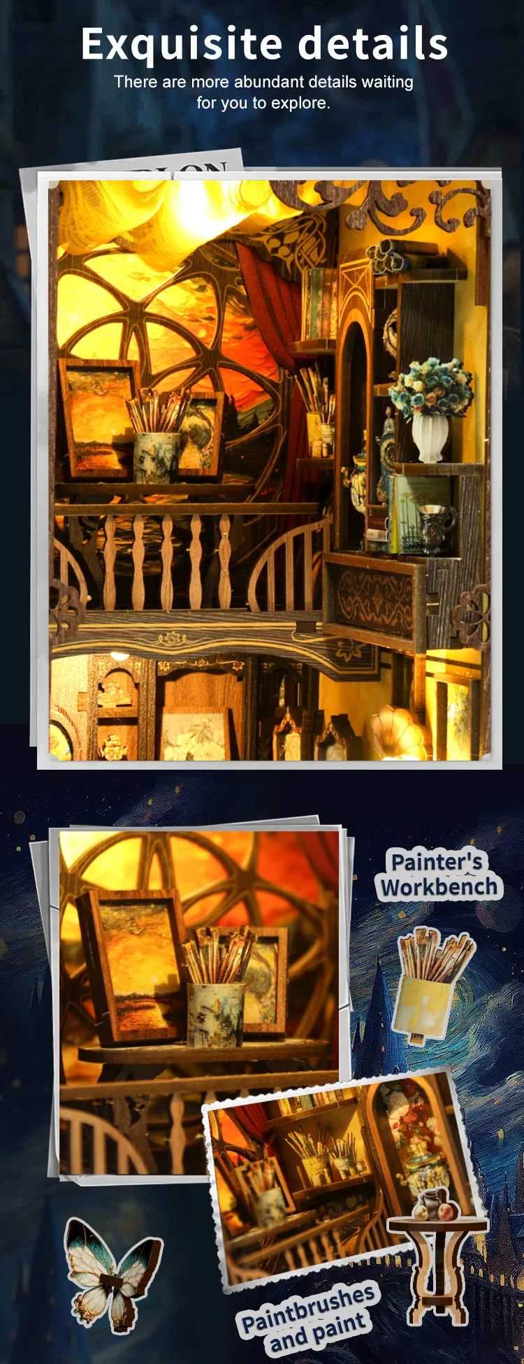 World Within the Frame DIY Book Nook Kit - Assembly Components