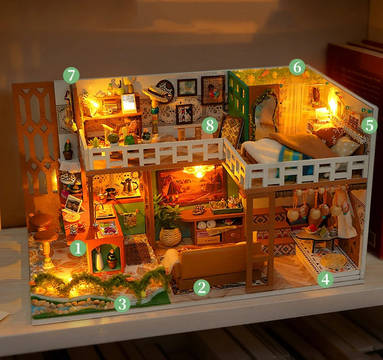 Wooden Bohemian Loft Miniature LED 3d wooden puzzle – view 24