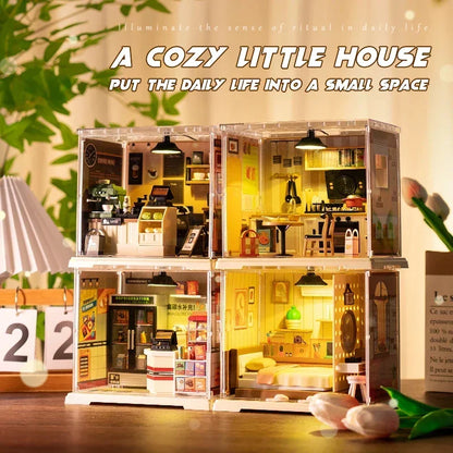 Kit per casa in miniatura fai da te per caffetteria ad angolo