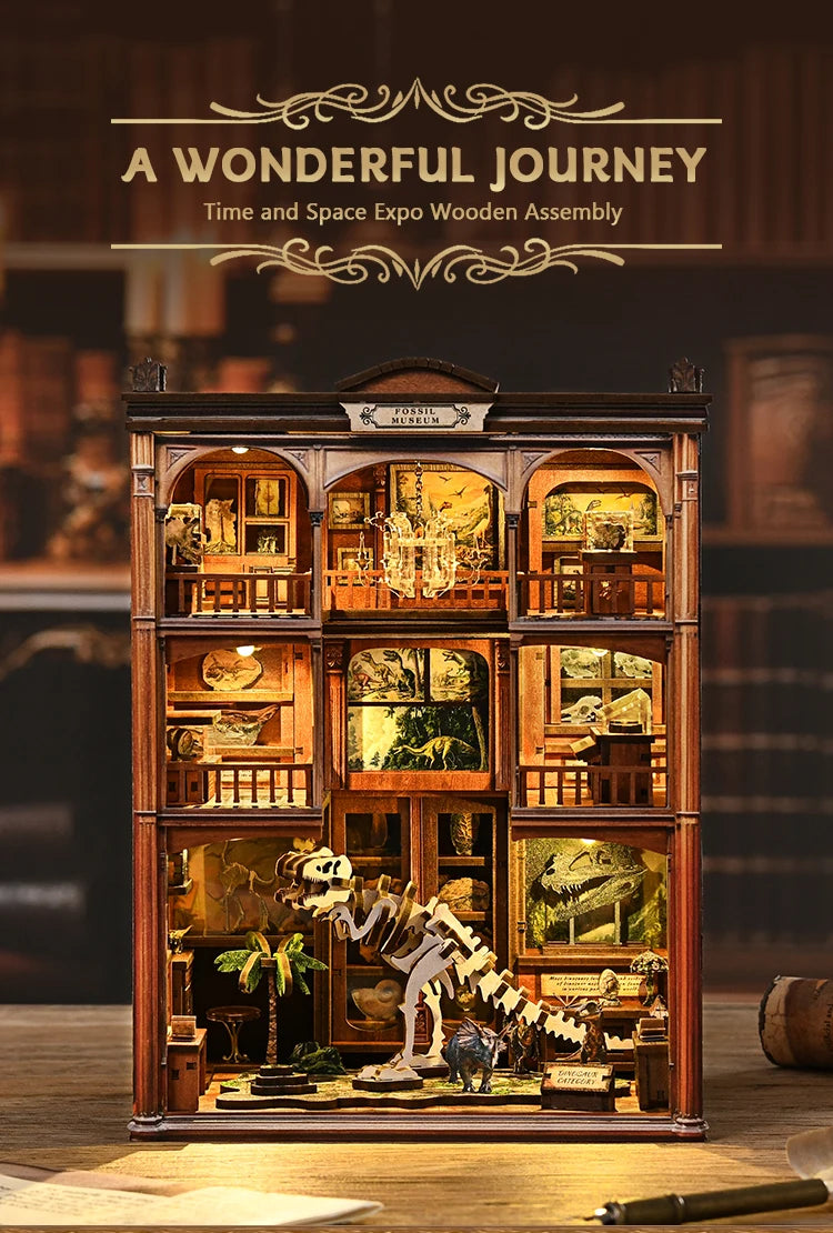 Wooden Fossil Museum Shelf Insert Kits Miniature Model book nook kit – view 16