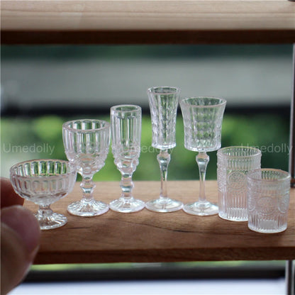 1:6 Miniature Dollhouse Glassware Set – Decanters & Cups