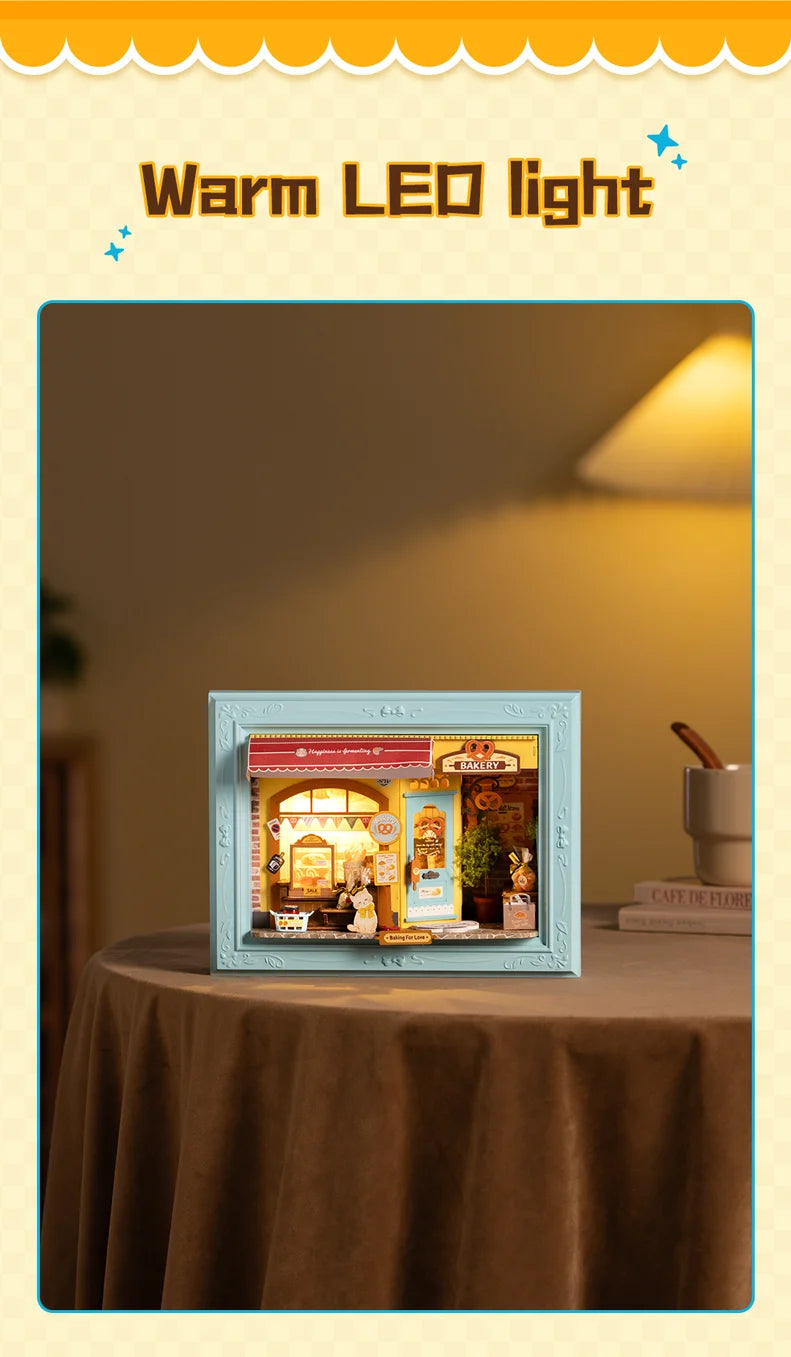 3D Shadow Box LED Light Up with Frame 3d wooden puzzle – display setup