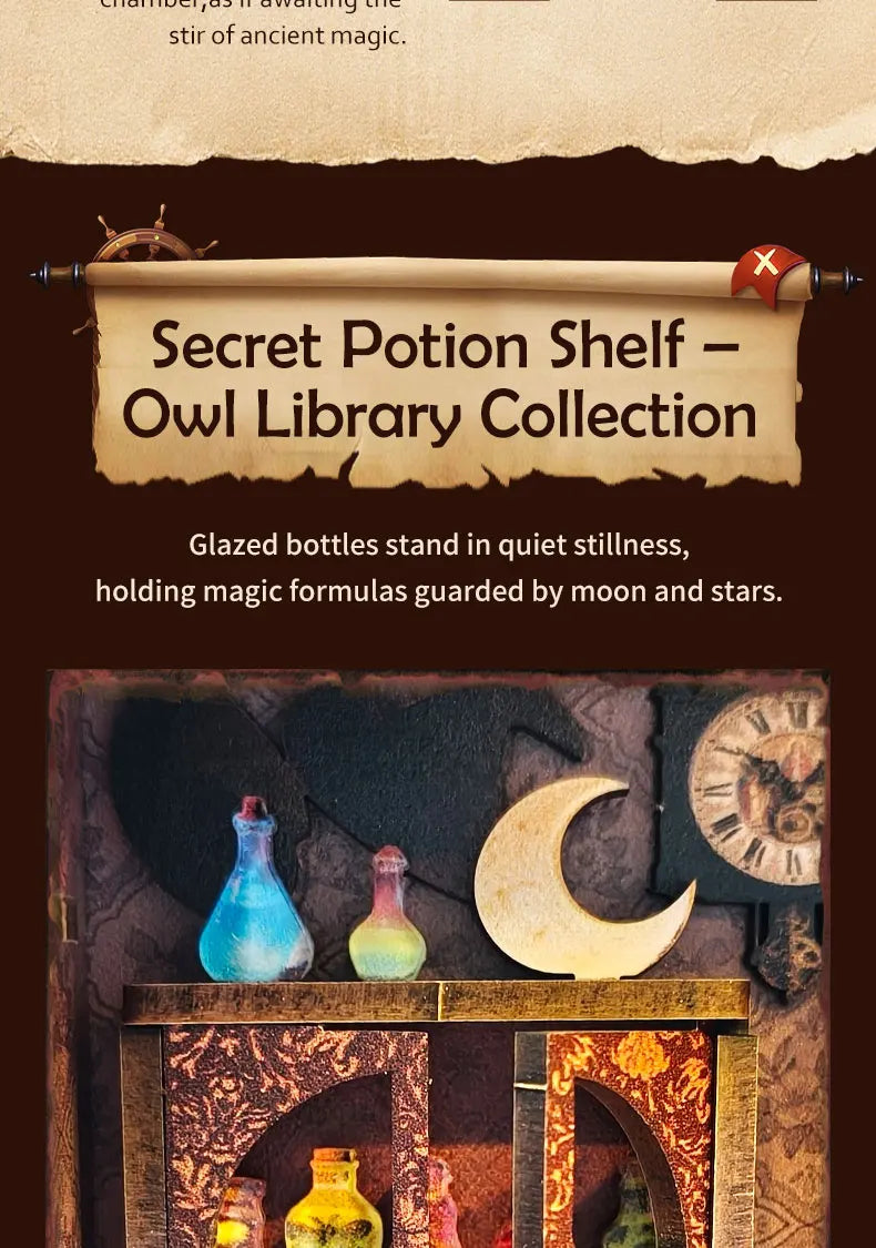 Wooden Miniature Model Owl Library Magic 3d wooden puzzle – finished result